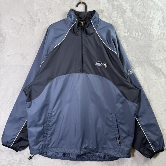 Vintage Reebok Seattle Seahawks Jacket NFL Men's XL FLAWS* 1/4 Zip Windbreaker - Picture 1 of 16